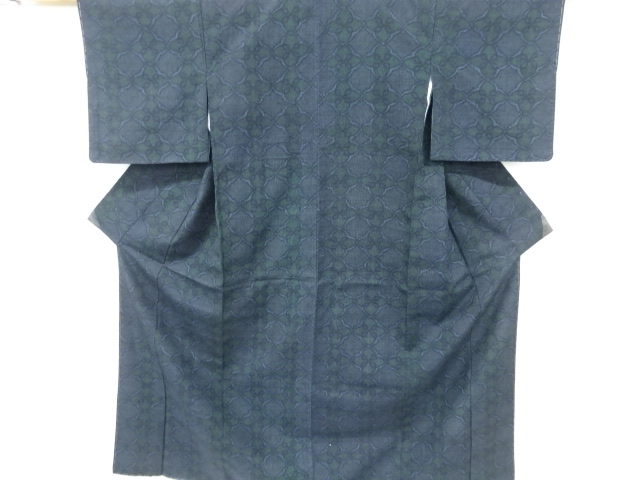 花菱模様織り出し手織り紬着物